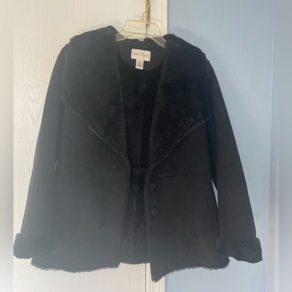 Black Faux Fur Coat WHBM